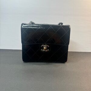 Chanel Vintage Glossy Black Quilted Mini Bag